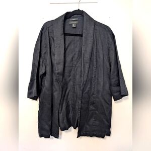 Tahari Black Open Front linen blazer, XL